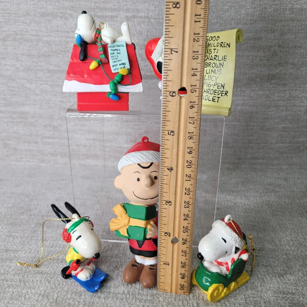 Vintage Peanuts Snoopy Charlie Brown Christmas Ornament 5pc Kurt Adler Figurine